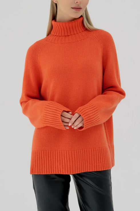'Scarlett' Ribbed Knit Turtleneck Sweater - Celes Fashion